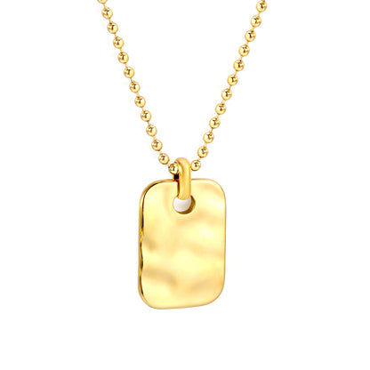 Elegant Textured Stainless Steel Pendant Necklace - 18K Gold-Plated Relief Jewelry