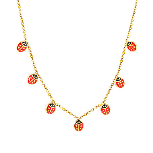 Women Necklace Waterproof & Hypoallergenic Stainless Steel Adorable Ladybug Necklace