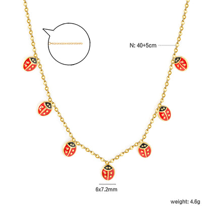 Women Necklace Waterproof & Hypoallergenic Stainless Steel Adorable Ladybug Necklace