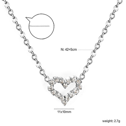 42+5cm Stainless Steel 18k Gold Plated Necklaces 11*10mm Heart Jewelry in Steel for Girls
