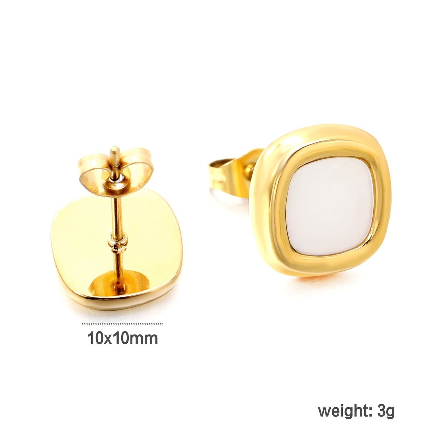 Square with White Shell Earrings 10*10mm