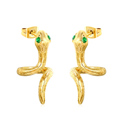 Gothic Snake-Shaped Stud Earrings - Stainless Steel Hypoallergenic Jewelry