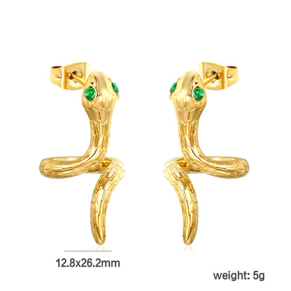 Gothic Snake-Shaped Stud Earrings - Stainless Steel Hypoallergenic Jewelry