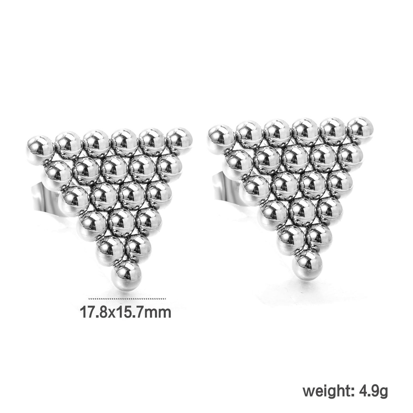 Triangle Steel Bead Earrings 17.8*15.7mm