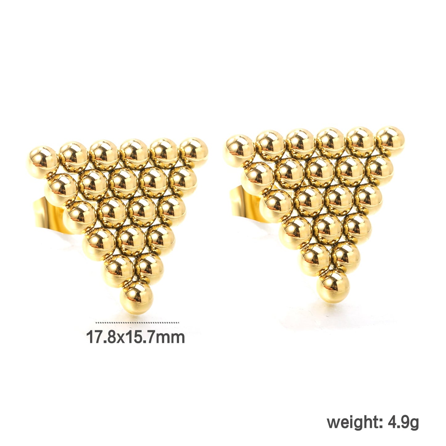 Triangle Steel Bead Earrings 17.8*15.7mm