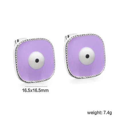 Lace Square with Multi-color Eyelets Multi-color Bottom Oil Drop Earrings 16.5*16.5mm
