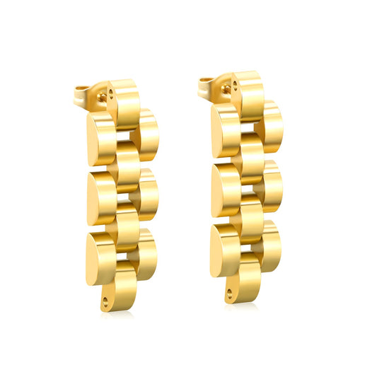 8*26.3mm 4-section bracelet stud earrings gold color