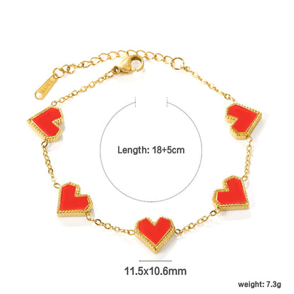 11.3*10.5mm heart shape sticky double-sided white shell/black/red/pink/green horizontal acrylic accessories 18+5cm+6mm round plaque Bracelet gold color
