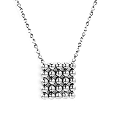 15*15mm square steel bead pendant necklace 45+5cm