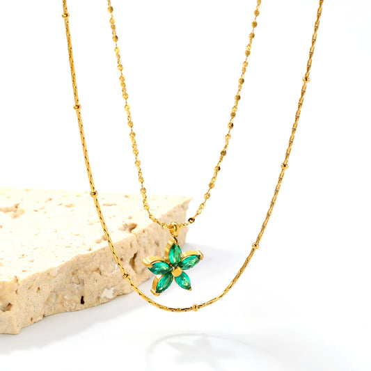 Stainless Steel Double-Layer Chain with Star Pendant