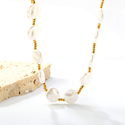 Pearl Necklace Waterproof & Hypoallergenic Stainless Steel Jewelry