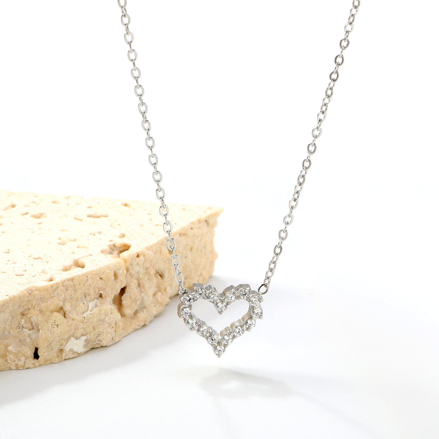 42+5cm Stainless Steel 18k Gold Plated Necklaces 11*10mm Heart Jewelry in Steel for Girls