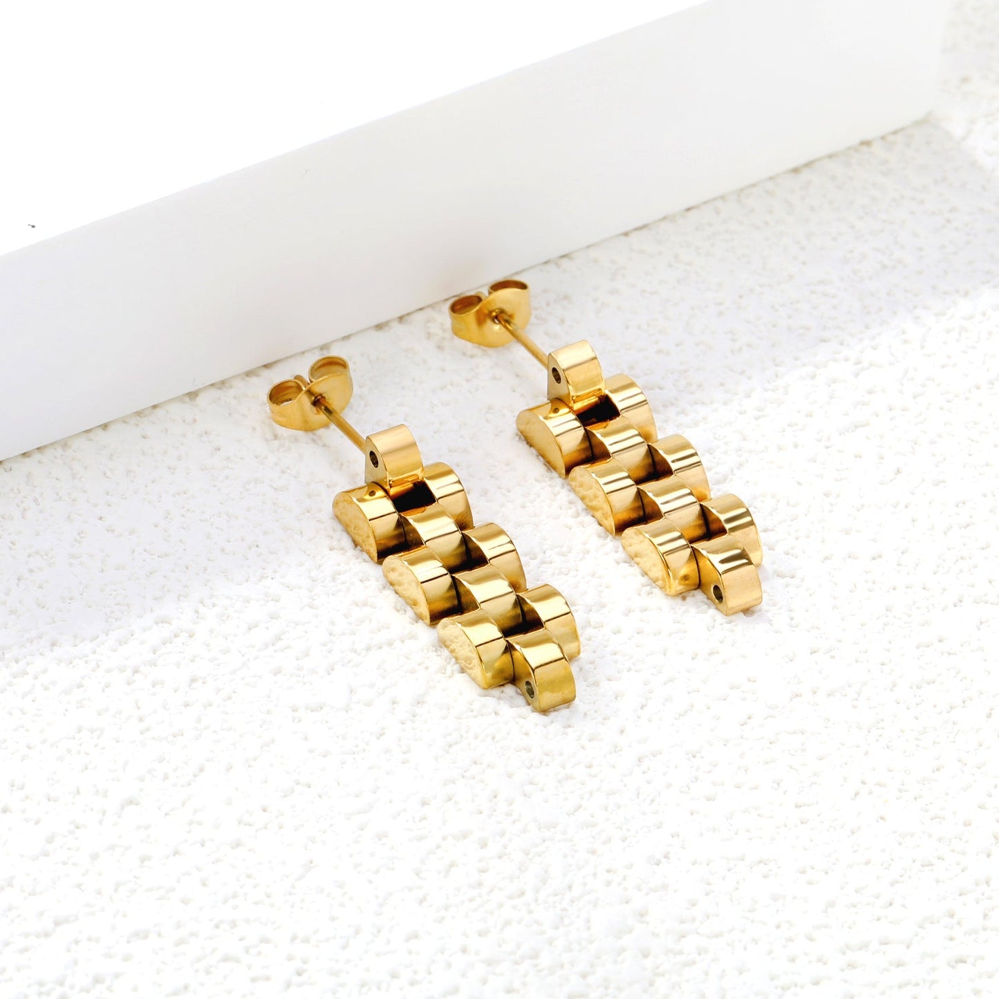 8*26.3mm 4-section bracelet stud earrings gold color