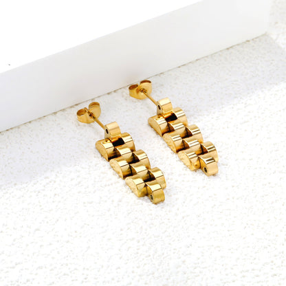8*26.3mm 4-section bracelet stud earrings gold color