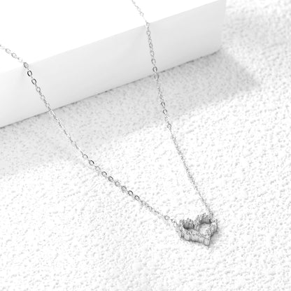 42+5cm Stainless Steel 18k Gold Plated Necklaces 11*10mm Heart Jewelry in Steel for Girls