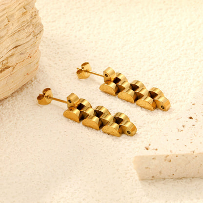 8*26.3mm 4-section bracelet stud earrings gold color