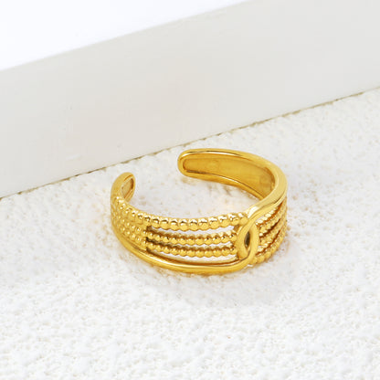 wholesale 18K Gold Plated Jewelry Rings 7.9mm Heart Alloy Adjustable Open Finger