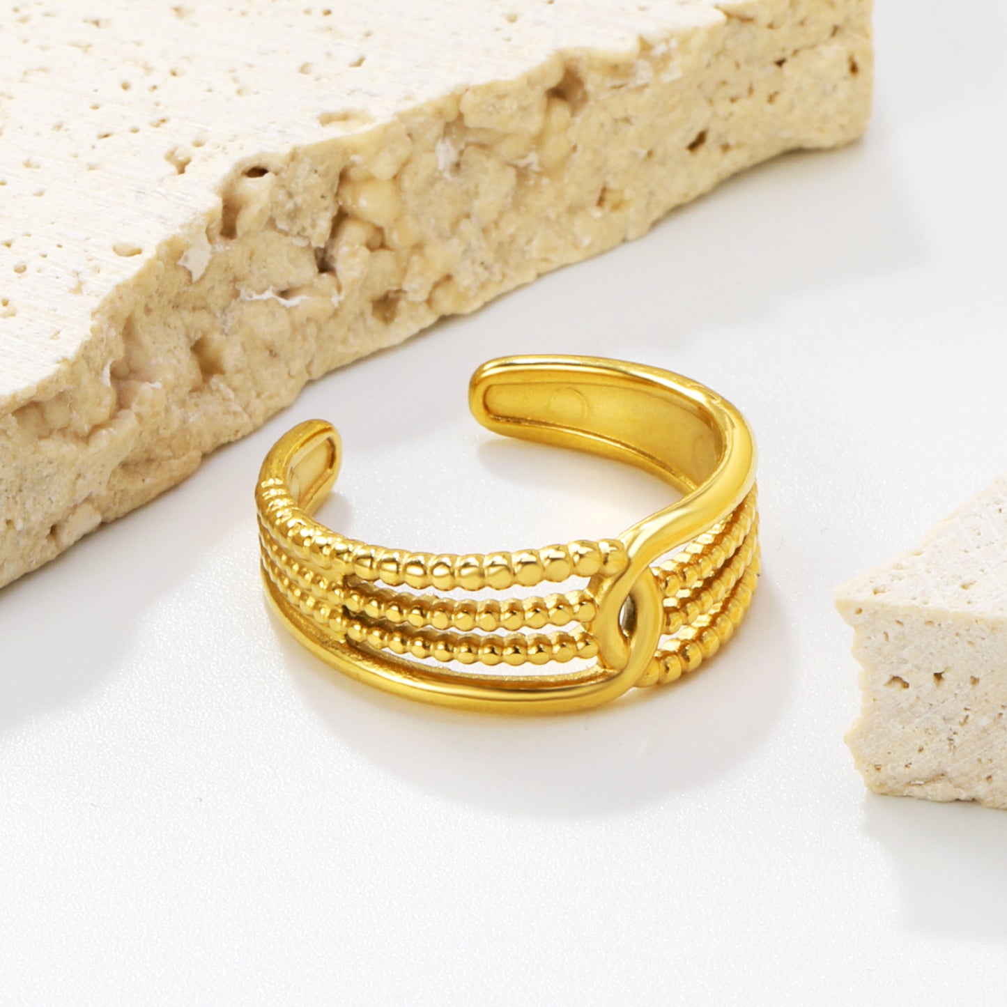wholesale 18K Gold Plated Jewelry Rings 7.9mm Heart Alloy Adjustable Open Finger