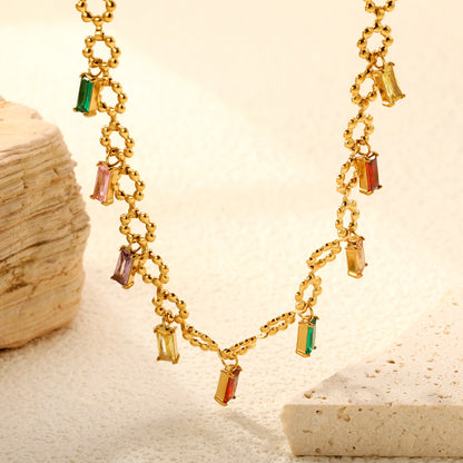 Waterproof & Hypoallergenic High-End Stainless Steel Zircon Necklace
