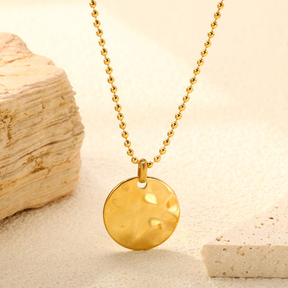 Textured Stainless Steel Pendant Necklace 18K gold plated waterproof