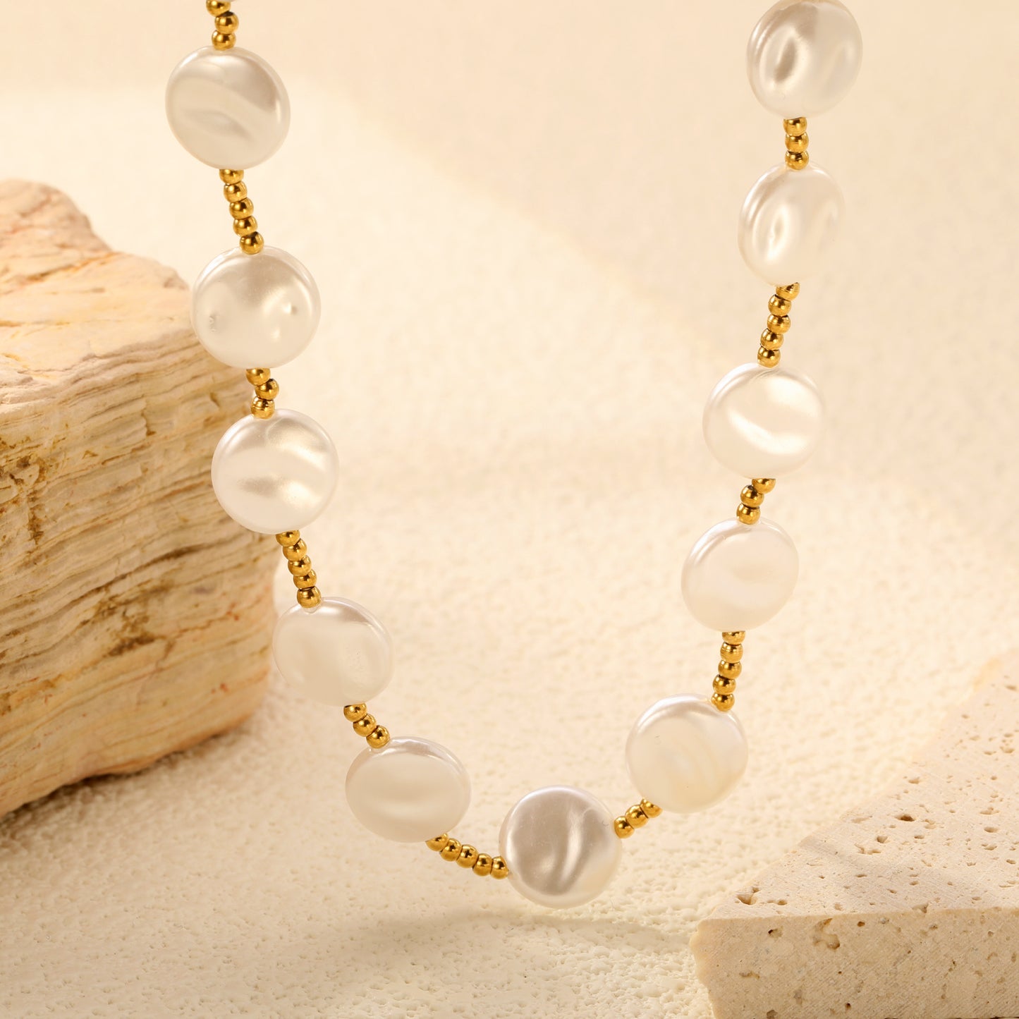 Pearl Necklace Waterproof & Hypoallergenic Stainless Steel Jewelry