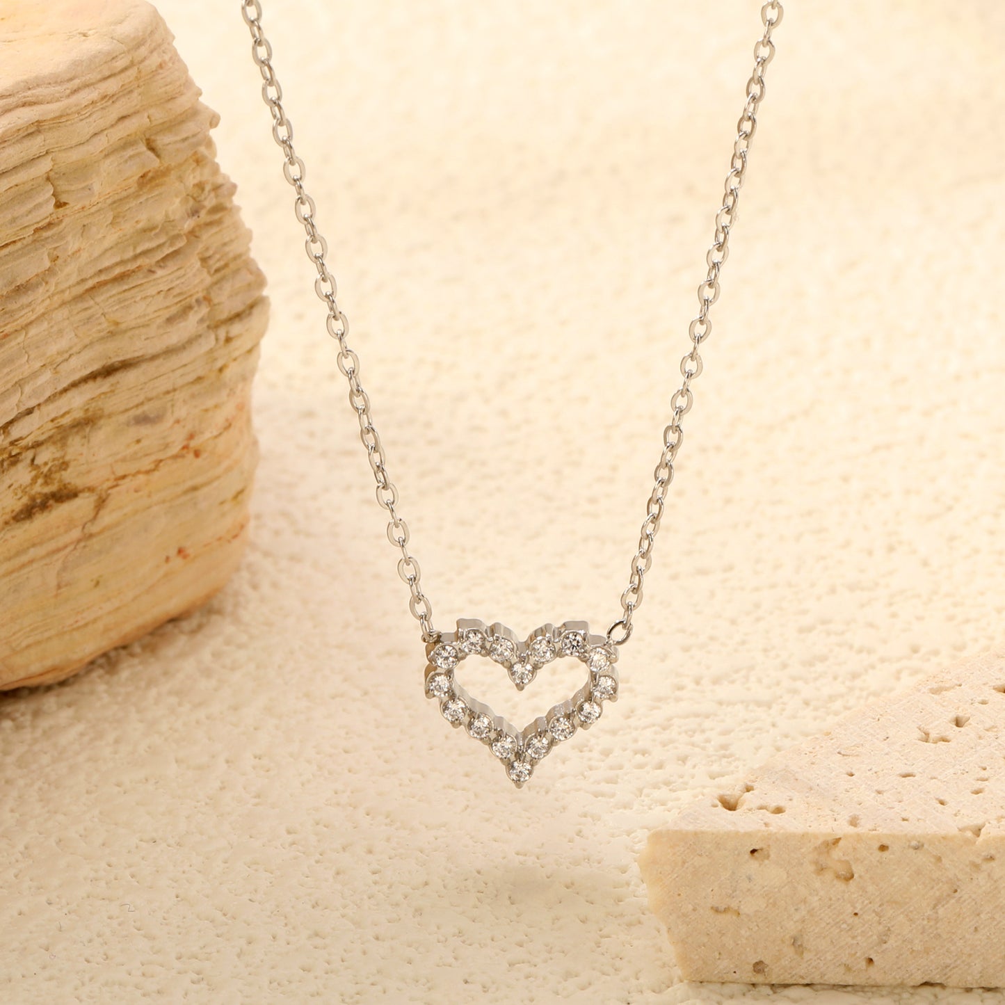 42+5cm Stainless Steel 18k Gold Plated Necklaces 11*10mm Heart Jewelry in Steel for Girls