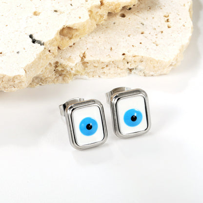 Rectangle with multi-color eyeballs multi-color bottom drop earrings 9*11mm