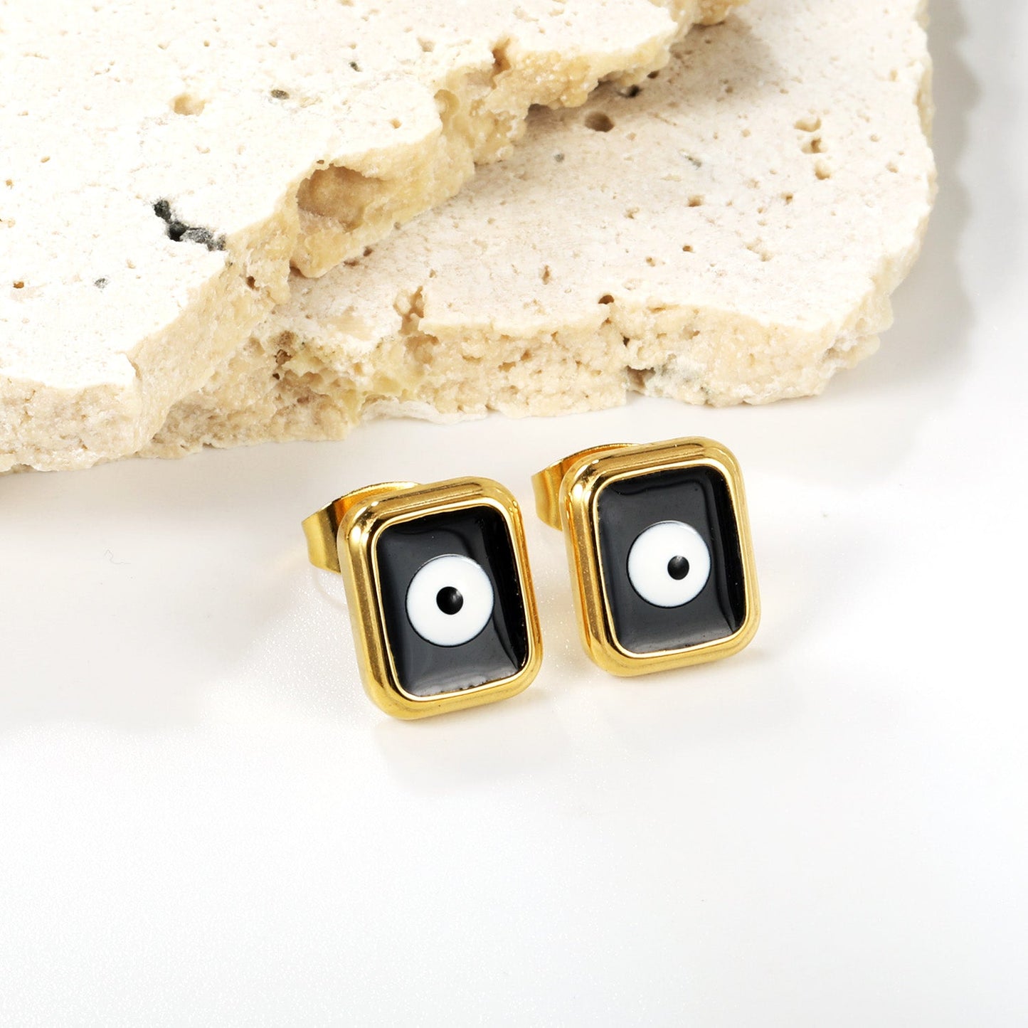 Rectangle with multi-color eyeballs multi-color bottom drop earrings 9*11mm