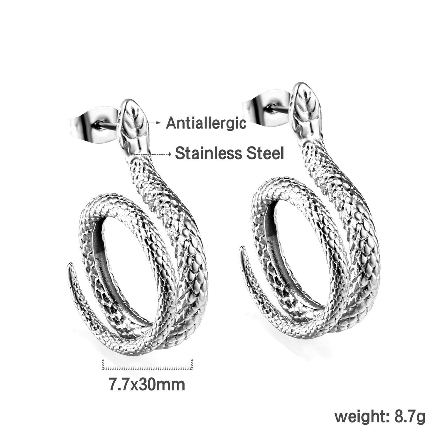 Coil Snake Earrings 7.7*30mm