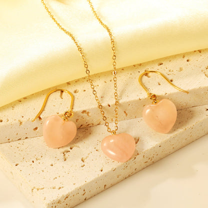 12.6*12.6mm Heart Pink Natural Stone Set