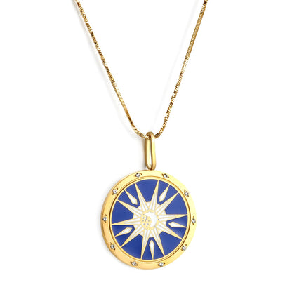 Spring 2024 Round Radiance Mixed Color Pattern Pendant 25mm Necklace 45cm