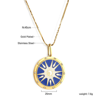 Spring 2024 Round Radiance Mixed Color Pattern Pendant 25mm Necklace 45cm