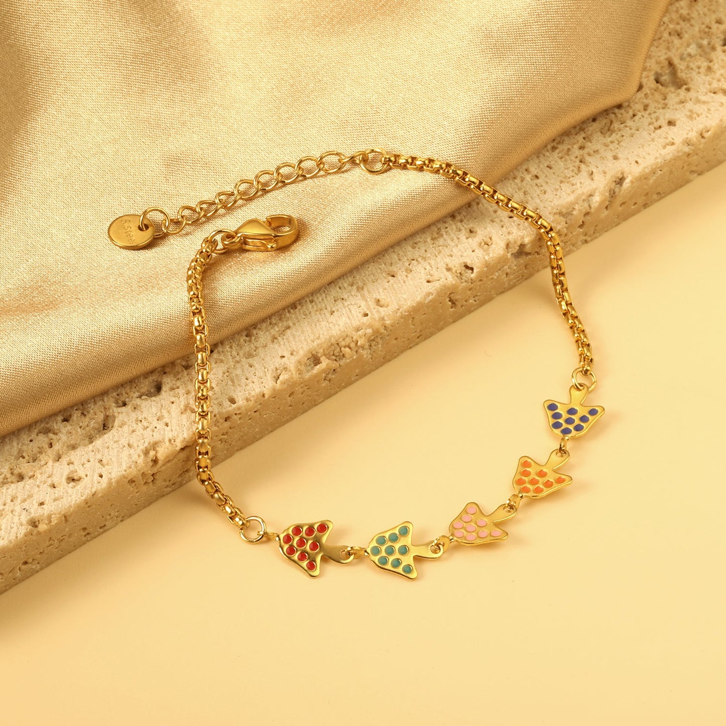 5 Drip Oil Mixed Color Mushroom Bracelet 17+3cm