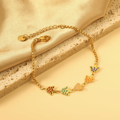 5 Drip Oil Mixed Color Mushroom Bracelet 17+3cm