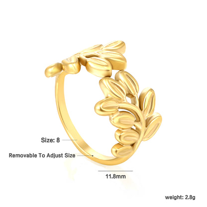 ✨ Wholesale Adjustable Gold Statement Ring - 11.8mm Height Stainless Steel w/ Removable Sizing Beads (Size 8｜2.8g)