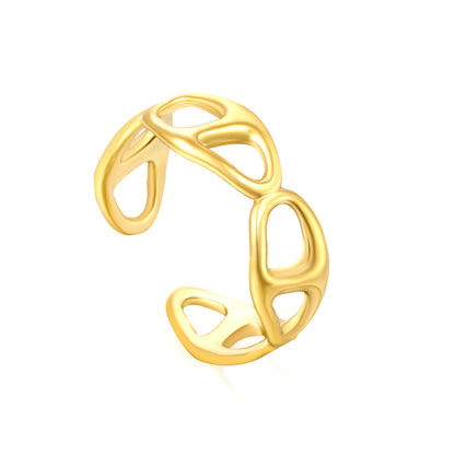 7.5mm Gold Stainless Steel Open Ring – Size 8 Adjustable (2g) – Bulk Wholesale Jewelry (10/50/100pcs) – Hypoallergenic Stackable Ring