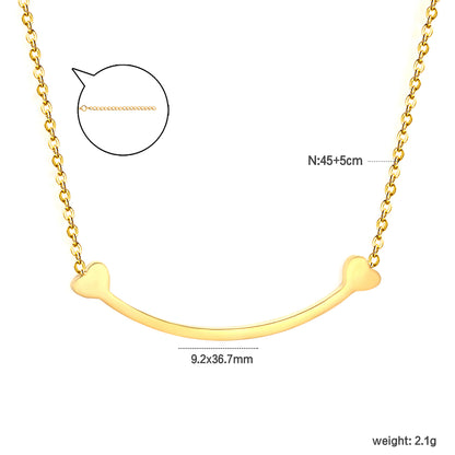 Stainless Steel Gold Arc Bone Jewelry - 9.2*36.7mm Pendant, 0.3mm Cross Link Chain, 45+5cm Necklace with 6mm Disk