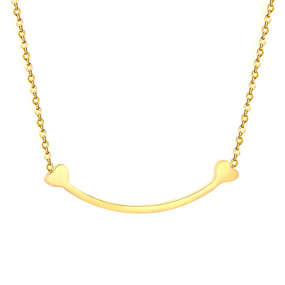 Stainless Steel Gold Arc Bone Jewelry - 9.2*36.7mm Pendant, 0.3mm Cross Link Chain, 45+5cm Necklace with 6mm Disk