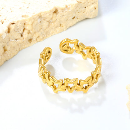 ✨ Wholesale Adjustable Gold Open Ring Set - 7.1mm & 5.7mm Stackable Bands (Stainless Steel｜Size 8｜2g Each)