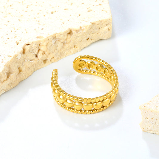 ✨ Premium Gold Open Band Wholesale 7mm Statement Ring | Removable Sizing | 3g Stainless Steel Jewelry Bulk