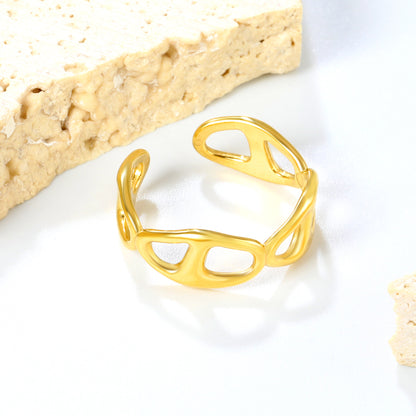 7.5mm Gold Stainless Steel Open Ring – Size 8 Adjustable (2g) – Bulk Wholesale Jewelry (10/50/100pcs) – Hypoallergenic Stackable Ring