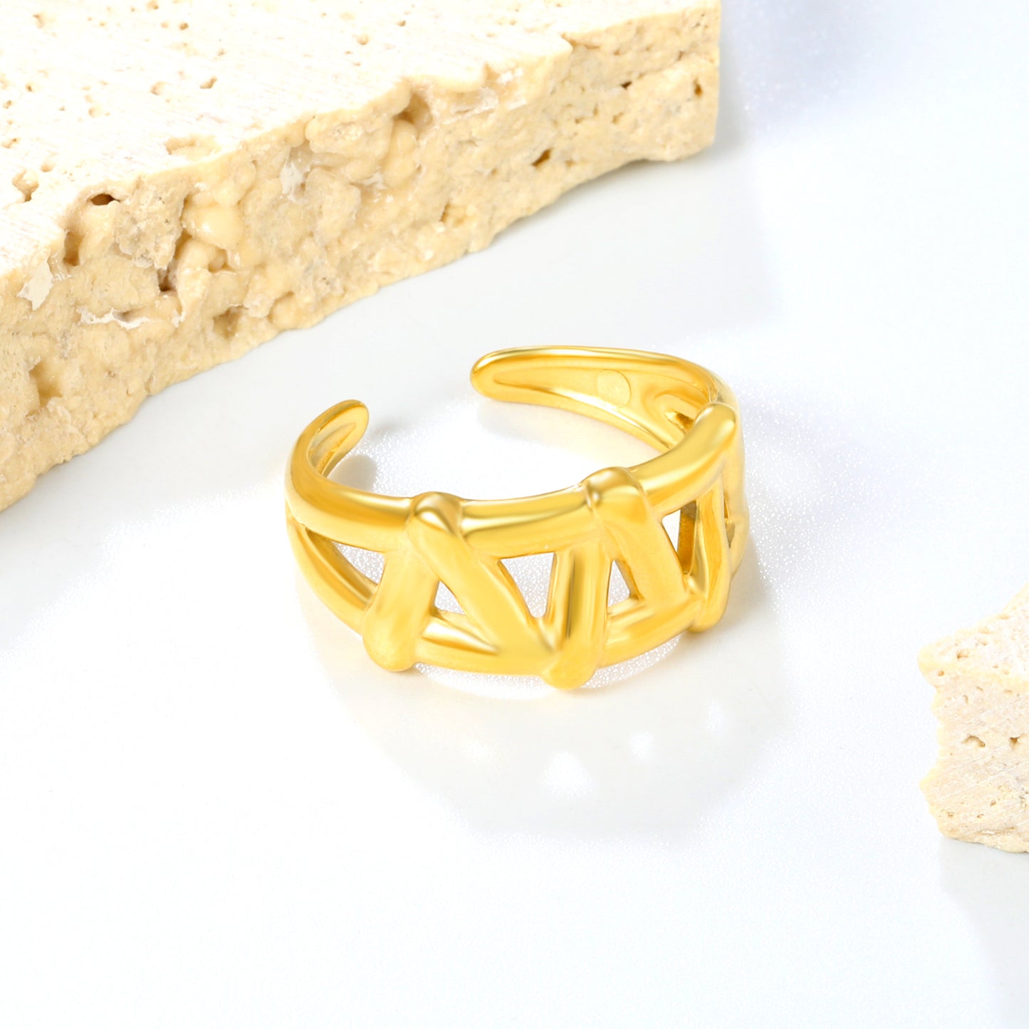 Bulk 10.3mm Extra-Tall Adjustable Rings | Gold IP Stainless Steel Stacking Bands for Retailers (3.1g/Unit)