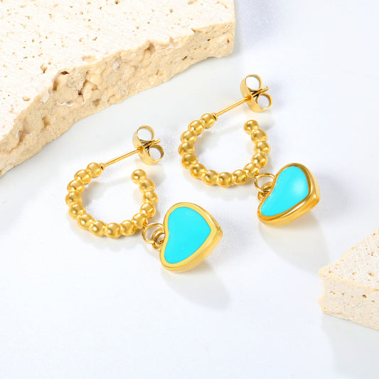 ✨ Cobalt Blue Heart Earrings Wholesale 11.8x13.3mm Enamel + 2.4mm Post | Hypoallergenic Studs for Boutiques