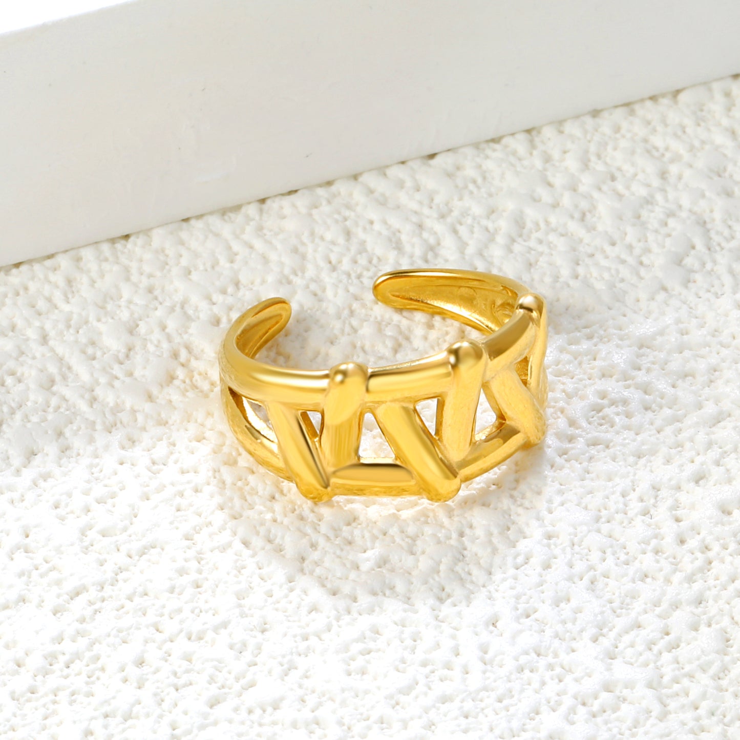 Bulk 10.3mm Extra-Tall Adjustable Rings | Gold IP Stainless Steel Stacking Bands for Retailers (3.1g/Unit)