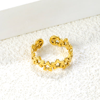 ✨ Wholesale Adjustable Gold Open Ring Set - 7.1mm & 5.7mm Stackable Bands (Stainless Steel｜Size 8｜2g Each)