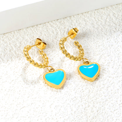 ✨ Cobalt Blue Heart Earrings Wholesale 11.8x13.3mm Enamel + 2.4mm Post | Hypoallergenic Studs for Boutiques