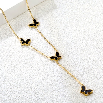 4-Piece Set Stainless Steel Butterfly Shell Pendant Necklaces - Wholesale for Retailers