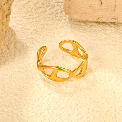 7.5mm Gold Stainless Steel Open Ring – Size 8 Adjustable (2g) – Bulk Wholesale Jewelry (10/50/100pcs) – Hypoallergenic Stackable Ring