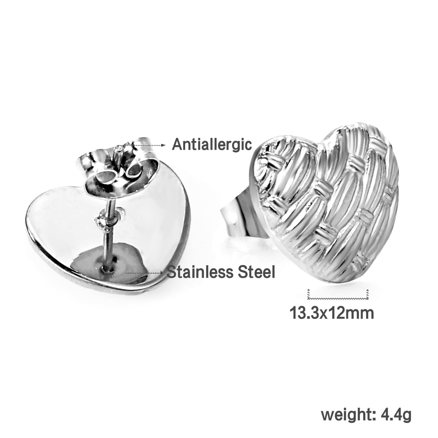 Heart with Braided Face Earrings 13.3*12mm