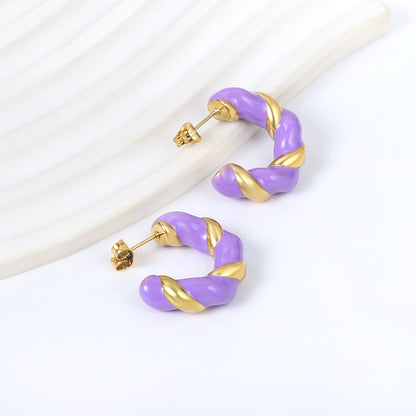 C Shape Twist Drip Earrings 6.4*23mm